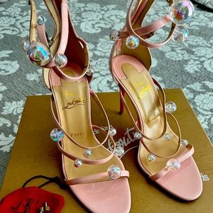 Totally Hot Christian Louboutin Strapy Sandals. Pink with Bubbles!  Size 39